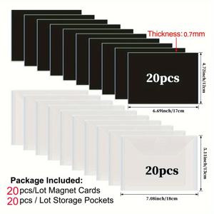 TEMU 자석 시트가 있는 공예 다이 및 스탬프 보관 포켓 - 내구성 있는 0.7mm 두께 PP, DIY 용품을 위한 투명 정리 봉투, 7x5인치, 20/40개 세트