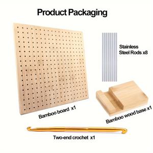 TEMU 대나무 크로셰 블로킹 보드 세트, 스티치 마커, 바늘 및 액세서리 포함 - 그랜니 스퀘어 및 꽃무늬 패턴용 DIY 수공예 직조 도구