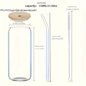 TEMU 이 세트에는 550ml(18.6oz) 용량의 물컵 1개, 바다미 커버 1개, 유리 마시는 물 1개, 마시는 물 브러시 1개가 포함되어 있습니다. 총 21.3oz(603.8g)입니다. 고성능 보로실리케이트 마시는 물컵은 아이스 커피, 차, 레스토랑용으로 적합한 재사용 가능한 보바 병입니다.