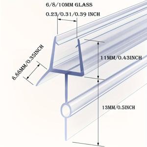 TEMU 샤워 도어 하단 씰, 2개 27.5인치/ 70cm 샤워 도어 스위프 0.23/ 0.31/ 0.39 (6mm/ 8mm/ 10mm) 유리용, 샤워 파티션 씰 스트립, 샤워 누수 방지 및 물 방벽 만들기 크!리스마스 선물