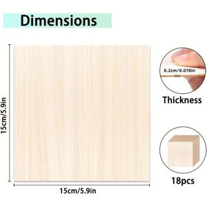 TEMU 18장 미완성 합판 시트, 6x6인치 얇은 발사 나무 패널, 건축 모델, 레이저 조각 및 목재 태우기 프로젝트, 부드러운 표면 쉽게 자르기