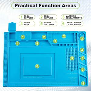 TEMU 1개의 내열 실리콘 납땜 작업 매트, 자성 부품 홀더 포함, 납땜 건, 열풍 건, 전자 수리, 휴대폰, iPad, 시계용 정전기 방지 두꺼운 패드 - 배터리 없음