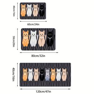 TEMU 귀여운 고양이 패턴 방수 미끄럼 방지 바닥 매트 - 세탁기 사용 가능, 흡수성 러그, 주방, 거실, 침실, 복도, 욕실 및 세탁실용