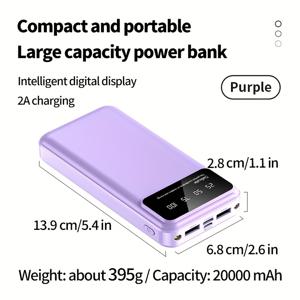 TEMU 휴대용 충전기, 10000mAh/20000mAh 휴대용 전원 은행 용량, LED 전원 디스플레이 USB C 입출력 고속 충전 배터리 팩, IPhone 15 14 X, Samsung S24 S23, Google, IPad 등을 위한 외부 전화 전원 은행|보조배터리|보조배터리20000