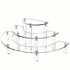 TEMU 1/2개 글래머러스 스타일 3층 아크릴 디스플레이 스탠드, 투명, 분리 가능한 선반, 신선한 디저트, 화장품 정리함, 테이블톱 장식, 집, 욕실, 식당에서 전기 없이 사용할 수 있습니다.