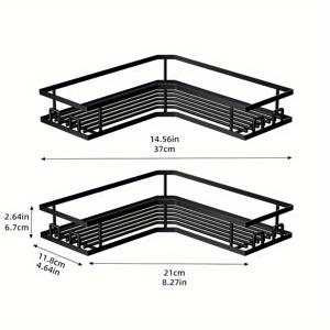 TEMU 3PCS 코너 스티커 샤워 바스켓: 2/3 피스 샤워 랙 비누 접시, 녹 방지 스테인리스 스틸 욕실 정리함, 드릴 없는 벽걸이 선반, 블랙 마감