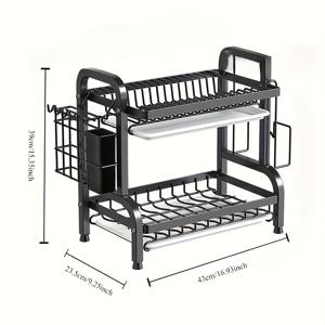 TEMU 1pc 다기능 금속 접시 선반, 2층/3층 공간 절약 식기 건조대, 가정용 대용량 식기 보관 선반, 젓가락 선반, 도마 보관 선반, 주방 카운터탑, 주방 보관 및 보관, 주방 액세서리, 블랙 포함.