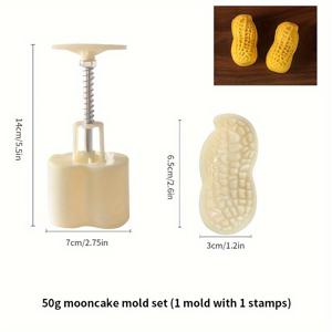 TEMU 1 세트, 땅콩 감 모양 달고기 케이크 금형, 금형 1 개와 스탬프 1 개 포함, DIY 손으로 누르는 달고기 케이크 스탬프, 녹두 케이크, 비스킷, 중추절 과자 금형, 달고기 케이크 메이커, 베이킹 도구, 주방 가전제품