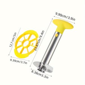 TEMU 시간 절약 스테인리스 파인애플 껍질 벗기기 및 슬라이서 세트 - 쉽게 심을 제거할 수 있는 날카로운 칼날이 있는 고급 주방 도구, 가정용으로 이상적