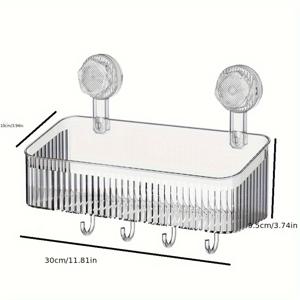 TEMU 럭셔리 벽걸이 욕실 정리대 - 드릴 필요 없는 흡착 컵 수납 선반, 샤워 필수품, 화장품 및 세면도구용 - 내구성 있는 플라스틱 걸이 선반