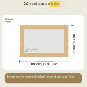 TEMU 방수 캠핑 & 피크닉 사이드 패널, 투명 창문 포함 - 바람 및 비 보호, 상단 커버 및 프레임 미포함