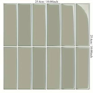 TEMU 3D 타일 스티커 10개, 잔디 녹색 정사각형 시뮬레이션 타일 스티커 PU 소재 탈착식 두꺼운 벽 스티커 방수 더러움 방지 쉽게 청소할 수 있는 주방 및 욕실 리모델링 자체 접착 벽 스티커 홈 데코, 10인치*10인치