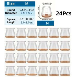 TEMU 24개 패키지 라운드 실리콘 의자 다리 보호대, 단단한 바닥용 펠트 가구 패드, 긁힘 및 소음 감소, 쉬운 슬라이드 의자 발 커버