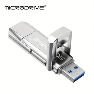 TEMU MICRODRIVE 고속 USB 3.2 OTG 플래시 드라이브 - 듀얼 , 타입-C & USB, 32GB, 64GB, 128GB, 256GB 용량 - 슬림한 실버 디자인