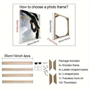 TEMU 1세트 DIY 사진틀 액자 단단한 나무 캔버스 틀 55x35cm 갤러리 걸이 그림 유화 또는 포스터 설치, 스트레칭 스트립 그림 벽 예술 장식
