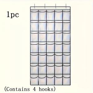 TEMU 35개의 대형 메쉬 포켓 & 4개의 스테인리스 스틸 후크가 있는 공간 절약형 문걸이 신발 정리함 - 화이트, 깔끔하고 접근하기 쉬운 신발을 위한 내구성 있는 플라스틱 보관 가방