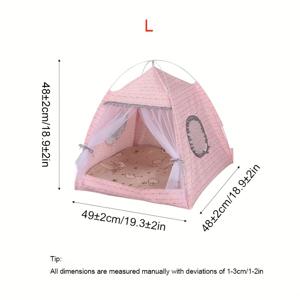 TEMU 1pc 반밀폐형 반려동물 플로럴 텐트, 귀여운 쿨링 반려동물 침대, 편안한 올 시즌 범용 고양이 둥지