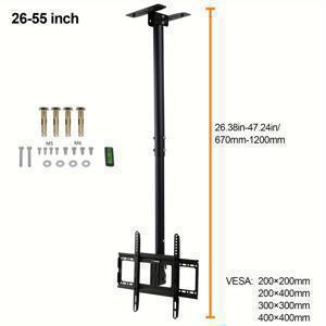 TEMU 티비 천장 거치대 조절 가능한 지지대는 대부분의 LED, LCD, OLED 및 플라즈마 평면 디스플레이 26에서 65인치까지 맞춤형, 최대 VESA 600x400mm, 최대 70파운드까지 견딜 수 있습니다.