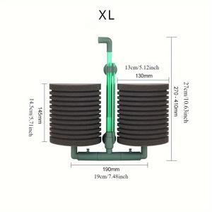 TEMU 1개 조용한 공압식 수족관 필터 - 접이식, 조절 가능한 흐름 어항 청소 시스템, 녹색 스펀지 필터 및 절수 포함, 모든 물고기 종에 적합