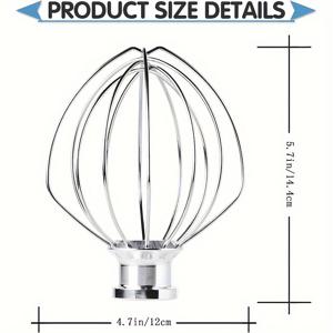 TEMU KitchenAid용 스테인리스 스틸 6선 블렌더 부착물 - 쉬운 설치, 계란, 크림 및 베이킹에 완벽 - 4.5QT, 5QT, 6QT 틸트 헤드 스탠드 믹서에 적합