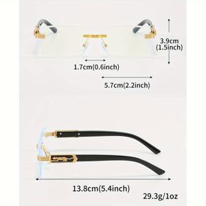 TEMU 1쌍의 우아한 남성용 무테 블루라이트 차단 안경 - 슬림한 블랙과 골든톤 악센트, 아연 합금 프레임, 비즈니스, 집, 휴가 및 대학 착용에 이상적, 스타일리시한 안경