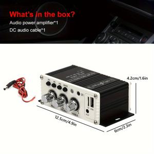 TEMU 컴팩트 4채널 미니 스피커 앰프, MAX.160W 12V 전원 공급 - 가정 및 차량 사용에 완벽, 저왜곡, 고품질 사운드, USB/TF 카드 지원