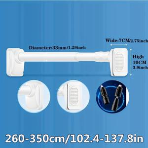 TEMU 1팩 현대식 스프링 텐션 로드, 발코니, 침실 옷장 및 욕실용 조절 가능한 금속 확장 로드 - 블랙 마감 처리