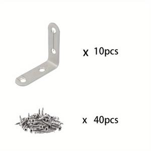 TEMU 50개 스테인리스 스틸 L자형 코너 브레이스, 201 재질 90도 직각 브래킷 나사 포함, 나무 선반, 의자, 테이블, 찬장, 가구용 L자형 브래킷 고정 장치 - 실버