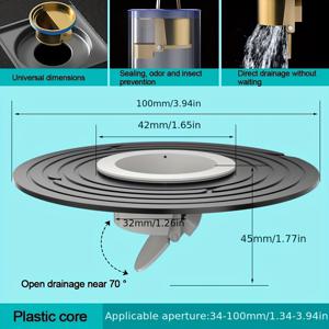 TEMU 1개 범용 냄새 방지 바닥 배수구, 샤워 및 욕실 싱크대용 역류 방지 장치 - 빠른 배수 스트레이너, 쉬운 청소 필터, 냄새 방지, 대부분의 욕조 및 샤워에 적합