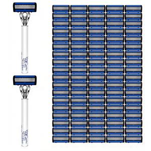 TEMU 90개의 블레이드 세트 + 2개의 핸들, 멀티-PC 남성용 6피스 안전 면도기, 남성 면도 및 여성 수동 제모에 적합