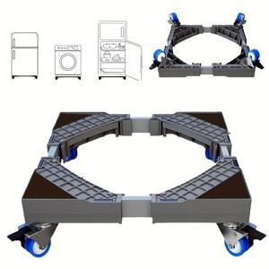 TEMU 조절 가능한 미니 냉장고 스탠드 - 4개의 잠금 회전 캐스터가 있는 범용 이동식 받침대, 세탁기, 건조기 및 냉장고용 고성능 플라스틱 가전 카트 - 16