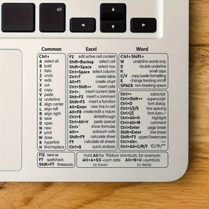 TEMU 1pc 키보드 단축키 스티커 가이드, 생산성 향상 키보드 단축키 참조 스티커, Microsoft Word 및 Excel용 쉽게 적용 가능한 PVC 단축키 스티커