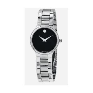 Movado 브랜드 New Serio 여성’s 26mm 블랙 다이얼 실버 스테인레스 [세금포함] [정품] 시계 0607288 명품