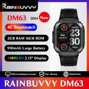 Rainbuvvvy DM63 AMOLED 4G LTE 스마트 워치 2.13 인치 HD 스크린, SIM 와이파이 카메라 포함, 안드로이드