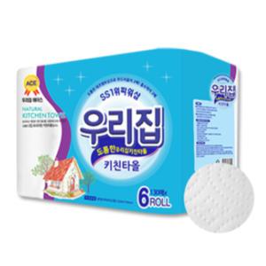 부드러운 흡수력좋은 키친타올 130매 6롤 도톰한 데코 엠보싱 키친타올