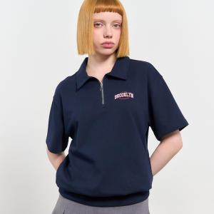 UNISEX 브루클린 미니 쭈리 카라 반팔 티셔츠 [NAVY] / SBD2U51043-WOMAN