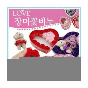 장미[LOVE-장미꽃비누]장미/장미비누꽃+곰인형/장미비누꽃/로즈데이/선물세트[아라무역]