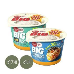 [CJ제일제당][1등 컵밥] 햇반 컵반 BIG 스팸마요덮밥 307g x17개+치킨마요덮밥 313g x1개