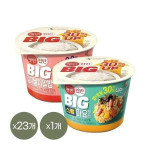 [CJ제일제당][1등 컵밥] 햇반 컵반 BIG 김치날치알밥 263g x23개+스팸마요덮밥 307g x1개