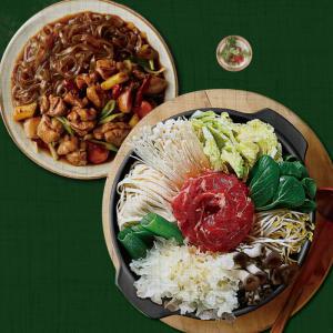 애슐리 300P 한식 세트 당면듬뿍 매콤 안동 찜닭 2인분+소고기 모듬버섯 샤브샤브 2인분 총 4인분 밀키트