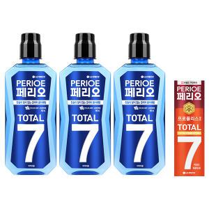 페리오토탈7 구강청결제 쿨링, 760ml, 3개 + 토탈7 마일드 치약, 120g, 1개