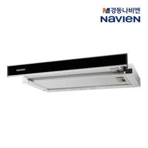 경동나비엔 슬림형 환풍기 가정용 주방 레인지 블랙 글라스 슬라이드 후드 600mm 600장용 / RGS150-06PA