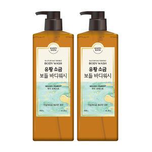 해피바스 유황 보들 바디워시 우디 포레스트, 600ml, 2개