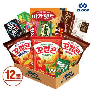 지룩 롯데 베스트셀러 과자선물세트 12종 씨리얼 / 칙촉 / 빈츠 / 칸쵸 / 몽쉘 / 꼬깔콘 / ABC초코쿠키 / 롯데샌드 / 빼빼로 / 마가렛트