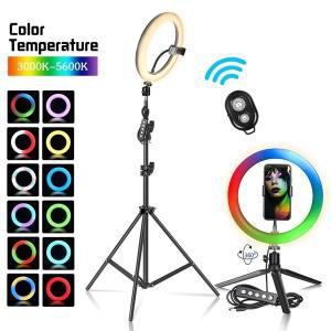 카메라 라이트 바이 컬러 12in 30cm Selfie RGB 링 삼각대 폰 스탠드 홀더 사진 서클 필 램프 메이크업