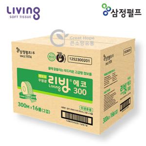 리빙 에코 점보롤 화장지 300M 2겹 4롤*4팩(총16롤)