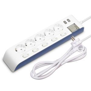 현대일렉트릭 하이탭 HIPUMP-52N 16A USB 2포트 메인 차단 스위치 접지 개별 멀티탭 5구 1.5M