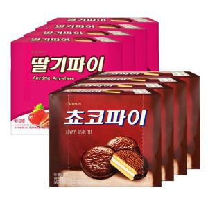 크라운 초코파이 350g+딸기파이 300g, 각4개, 총8개