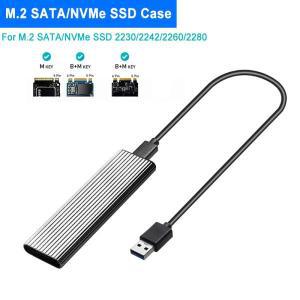 M2 SSD 케이스 NVME 인클로저 M.2-USB 어댑터, PCIE NGFF M.2 SATA M, B + M 키 2230, 2242, 2260/2280 듀