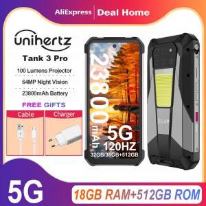 Unihertz 8849 탱크 3 프로, 32GB, 36GB RAM, 512GB ROM,100 루멘 120Hz 프로젝터, 23800mAh,5G,200MP 카메